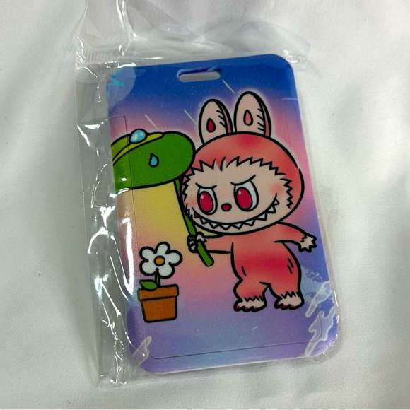 Labubu The Monsters PINK LABUBU Badge Holder & ID Holder Wristlet & Key Chain - Picture 1 of 3